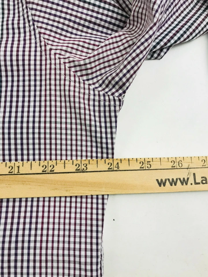 Camisa ajustada Alfani para hombre talla grande roja blanca negra a cuadros con botones Foto 3 de 4