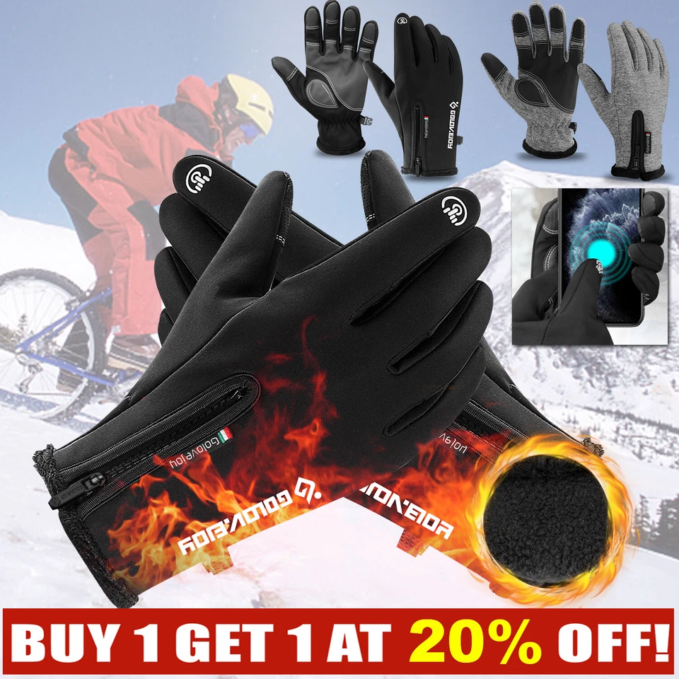 Thermal Windproof Waterproof Winter Gloves Men Women Touch Screen Warm Mittens - Image 2 of 4