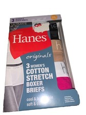 HANES 3 PACK  Originals Women's Breathable Cotton Boxer Briefs Sz L