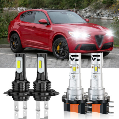 For Alfa Romeo Stelvio 2019 4x LED Headlight Kit H15 High Beam H7 Low Beam 6500K