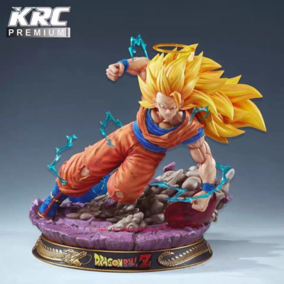 FIGURINE DRAGON BALL Super Saiyan 3 Son Goku Statue KRC Studio avec