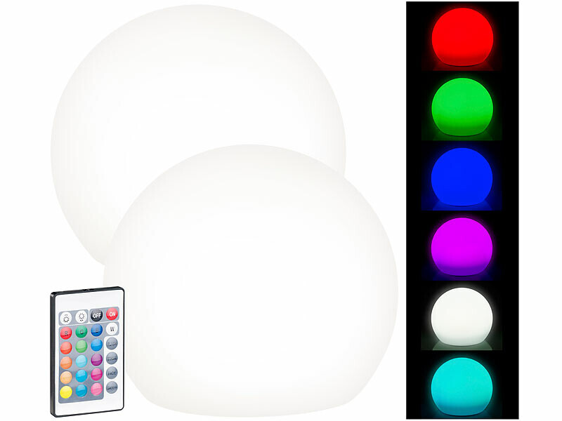 Boules lumineuses RVBB à intensité de 60lm rechargeables au soleil avec télécommande