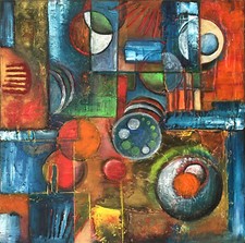 "GEOMETRIC MADNESS"  - 60 x 60cm acrylic painting on canvas heavy textured