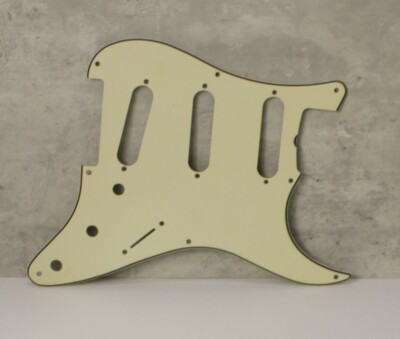 Aged Vintage Cream 57,59 Pickguard For Fender Strat Wide Bevel Light Relic