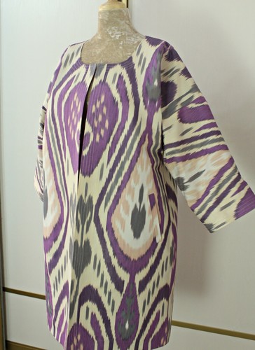 Uzbek ikat jacket,handmade cotton chapan,boho robe,ethnic coat,dress cape,kaftan - Picture 4 of 10