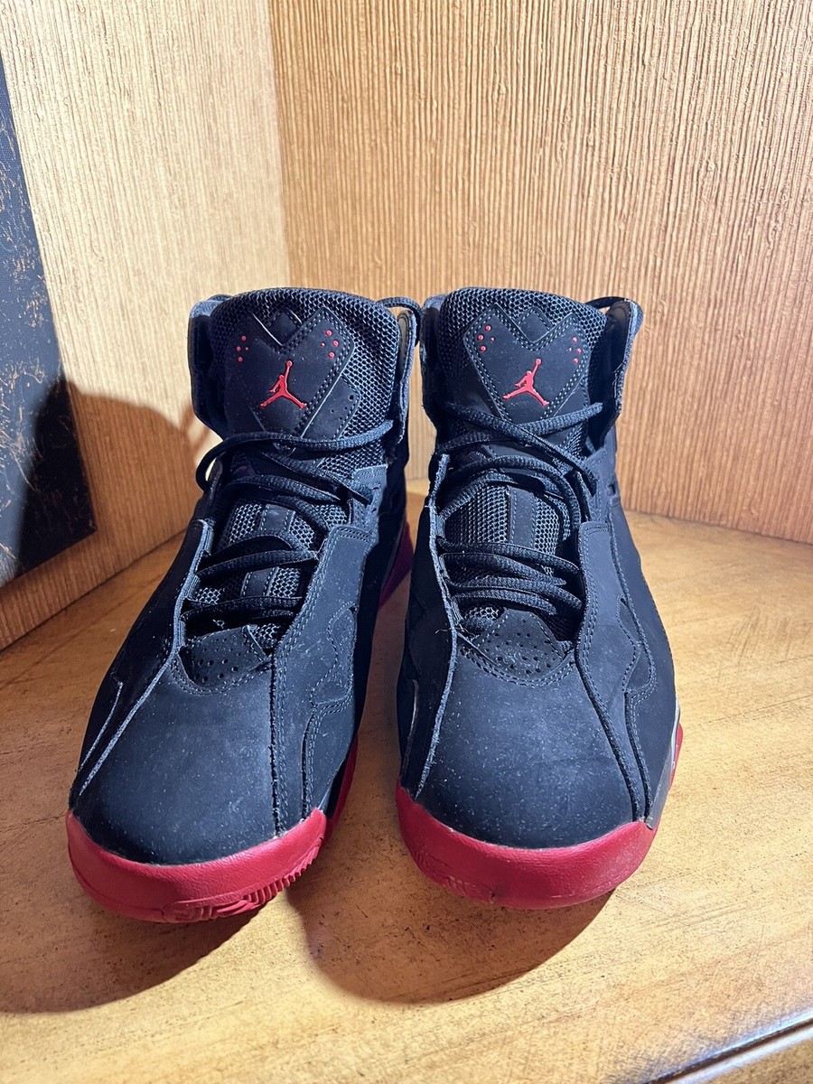 NIKE AIR JORDAN TRUE FLIGHT BLACK-GYM RED-METALLIC SILVER SZ 10