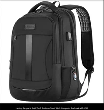 SoSoon  Laptop Backpack with USB Charging Port  18.5” Large Lightweight Black