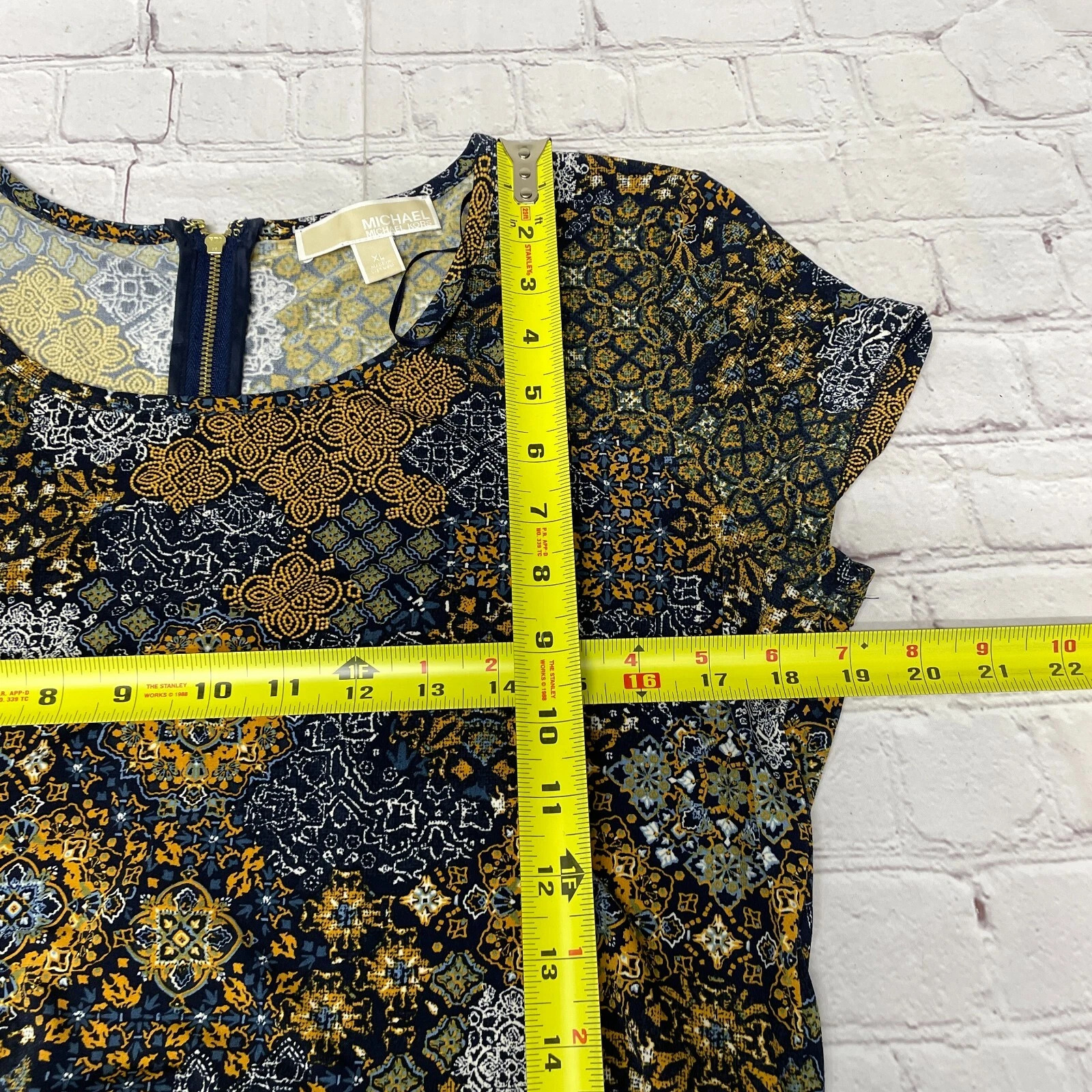 Abito donna MK Michael Kors aderente svasato schiena zip floreale taglia XL X Large M265 19