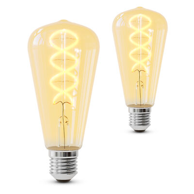 2er Pack LUBI Vintage LED Glühbirne E27 warmweiß Edison Retro Design dimmbar 3W