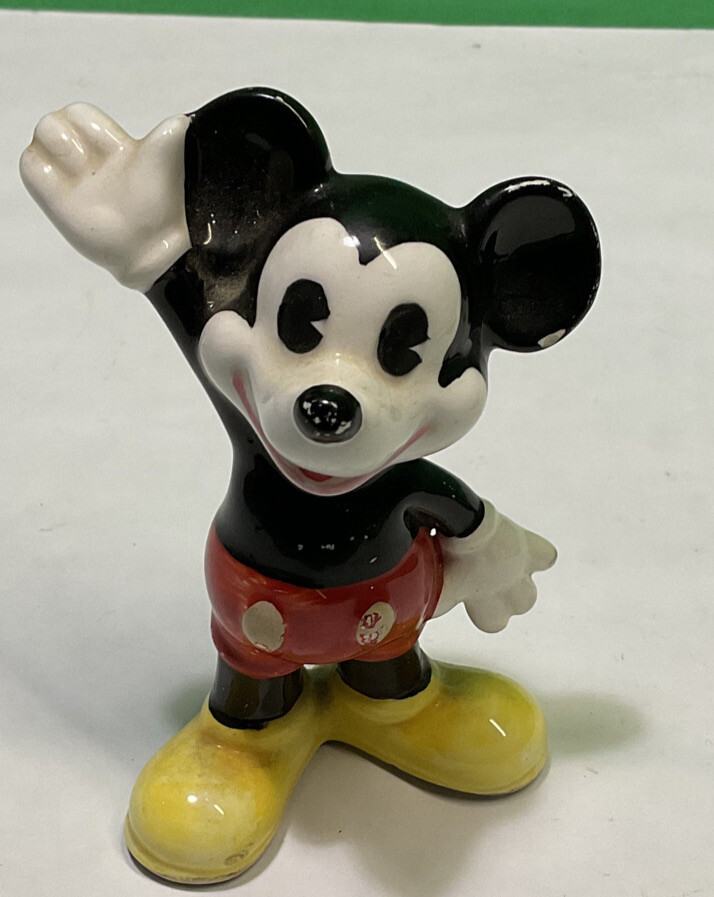 Vintage Mickey Mouse 4.5” Figurine Ceramic Walt Disney Productions