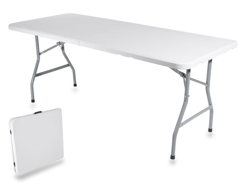 TAVOLO PIEGHEVOLE RICHIUDIBILE CAMPEGGIO GIARDINO ESTERNO 180x70x74 BIANCO
