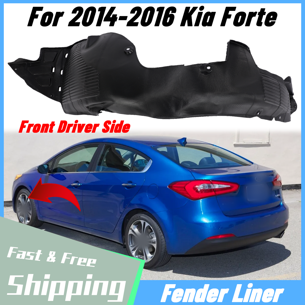 2014-2016 Kia Forte Left Front Driver Side Fender Liner