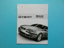 Brochure / Listino prezzi con specifiche tecniche - Volvo S60 R e V70 R - 04/03