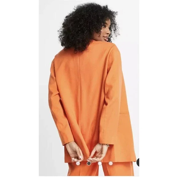 Topshop Women's Size 10 Orange Relaxed Blazer Oversized Single