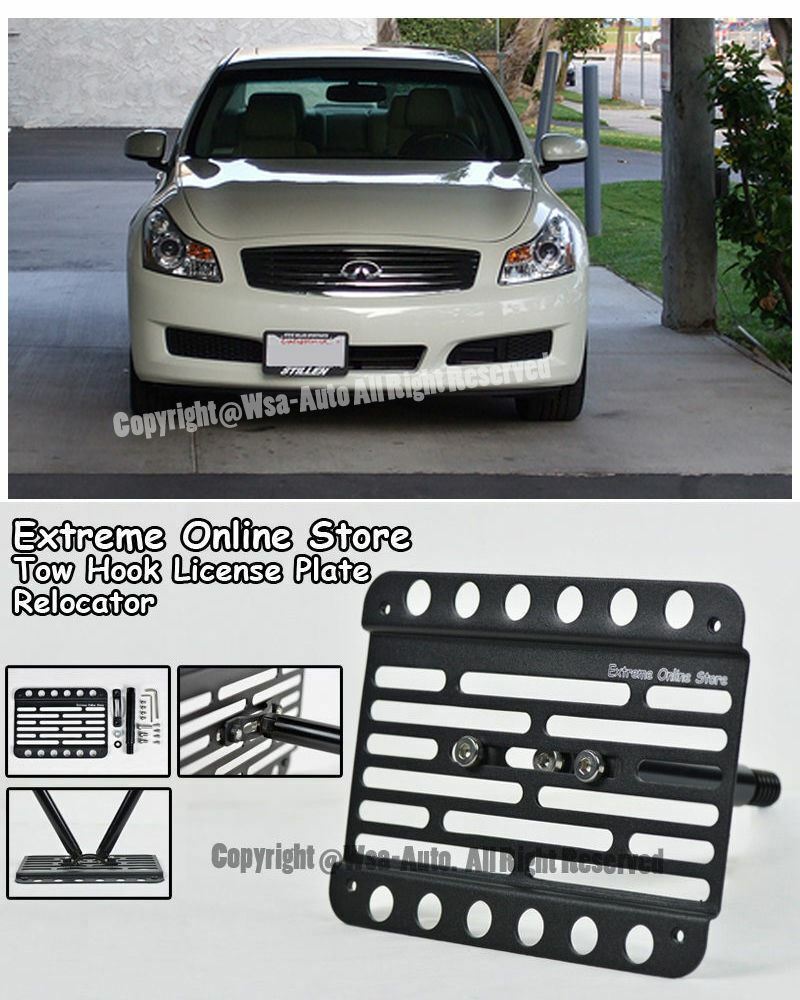 2007-09 Infiniti G35 Sedan Front Bumper License Plate Bracket Tow Hook Sport
