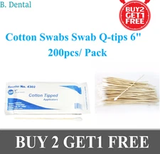 200pc Cotton Swabs Swab Q-tips 6" Long Wood Medical Grade Manufacturer Sealed US