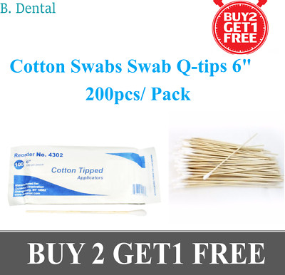200pc Cotton Swabs Swab Q-tips 6'' Long Wood Medical Grade Manufacturer Sealed US