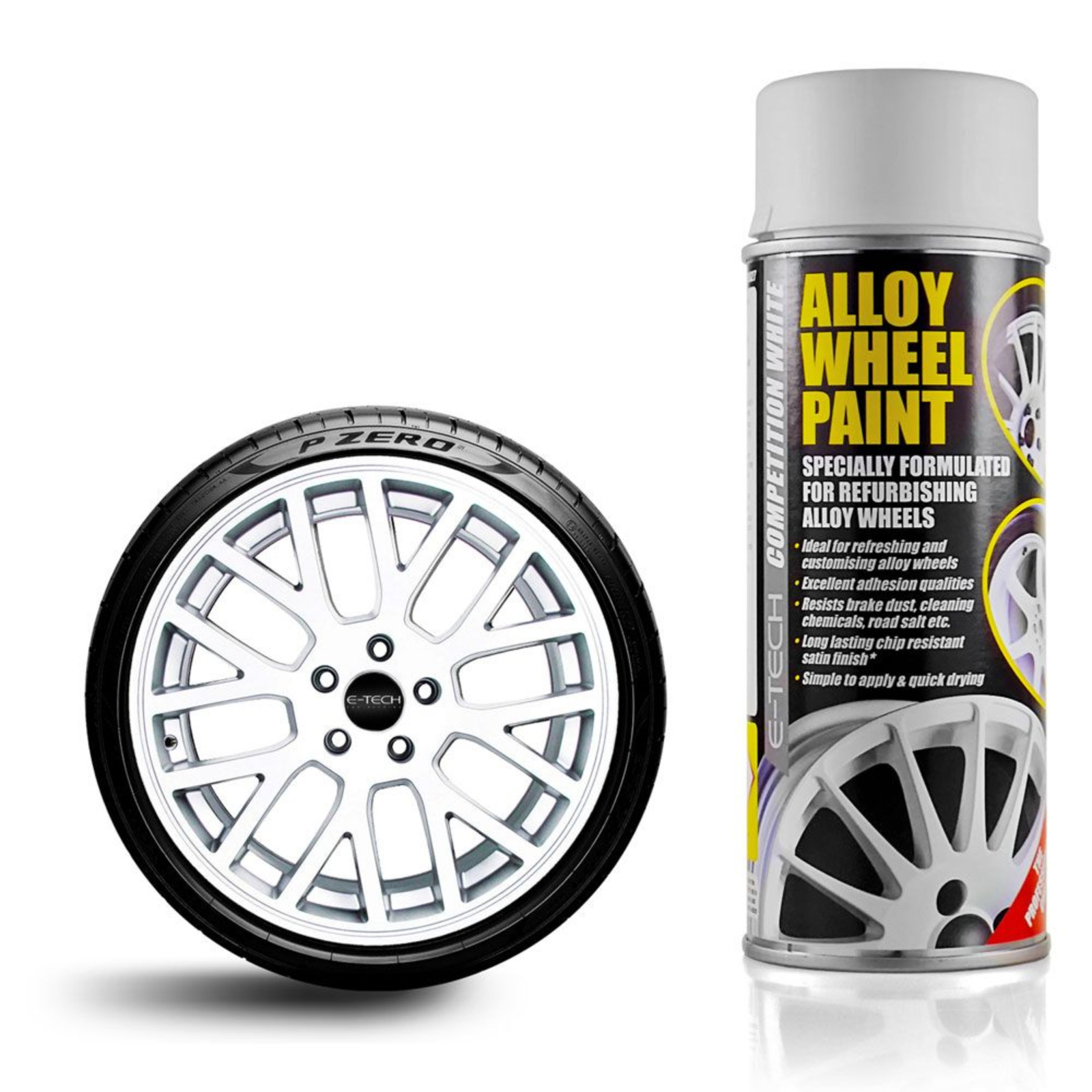 E-Tech Alloy Wheel Spray Paint Competition White Car Wheels Refurbishment 400ml