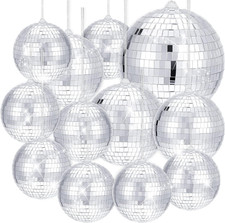 12 Pack Disco Ball Mirror Ball with Hanging Ring for Fun Retro Disco Party Decor