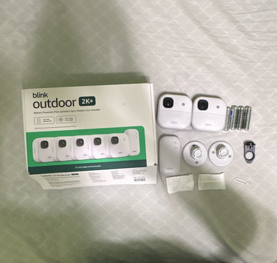 Blink Outdoor 2K+ 2-Pack Wireless Wi-Fi Cameras w/ Sync Module, Alexa, White