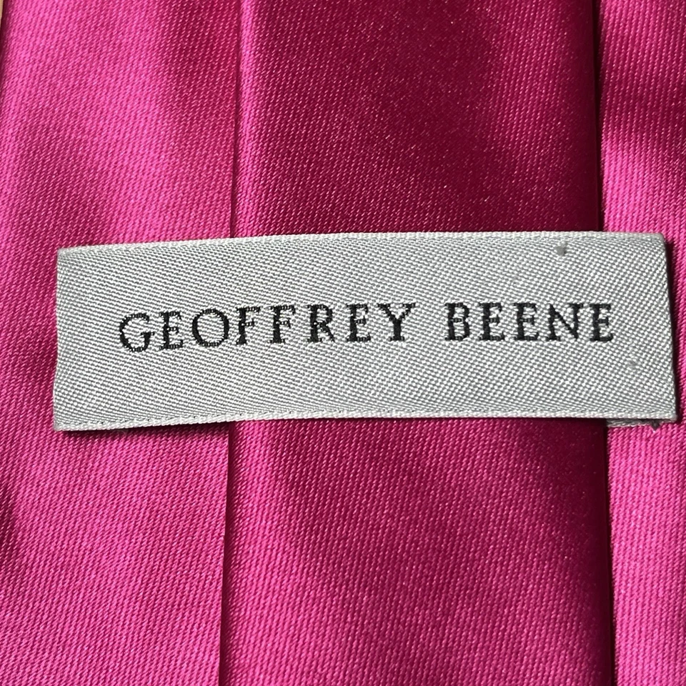 Gravata masculina Geoffrey Beene poliéster rosa quente sólida 58 x 3,25 - Imagem 3 de 4