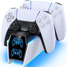 PS5 Controller Charger Station Dual Fast Charging Dock with 9 RGB Lights Stand