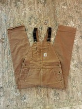 Carhartt Bib Overalls 102776 211 BRN Double Knee Mens 34x34 Workwear