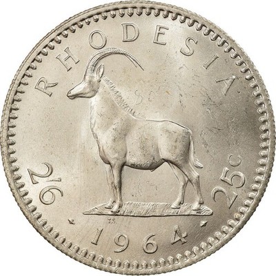 Rhodesia | 2.5 Shillings / 25 Cents Coin | Elizabeth II | Antelope