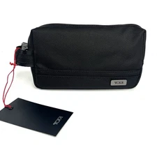 TUMI Travel Kit Small Accessory Pouch Black with Gunmetal Hardware