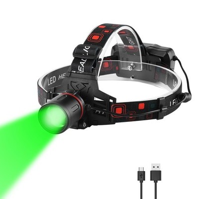 Headlamp Green Light for Hunting Coon Coyotes Hog Predator, 1000 Lumens XML-T...