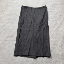 Ann Taylor Skirt Womens 4 Petite Brown Midi Brown Diagonal Striped Virgin Wool