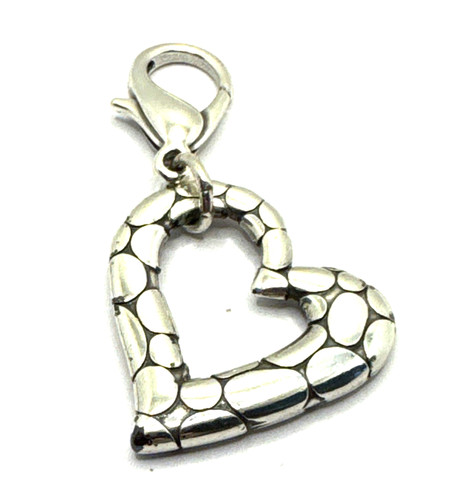 Brighton Pebble Heart Cutout Love Silver Custom Clip-On Purse Charm
