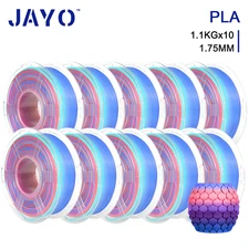 JAYO 10KG PLA Rainbow02 3D Printer Filament 1.1KG/SET 1.75mm Neatly Wound