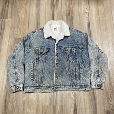 Vintage VTG Levi s Sherpa Lined Acid Wash Denim Trucker Jacket Made In USA XL
