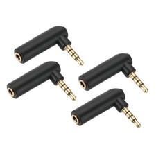 3.5mm Male to Female Audio Connector 4Pcs Right Angled Jack Adapter Black/Gold