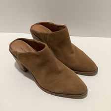 Lucky Brand "SEBIKI" Women's Brown SUEDE LEATHER HEEL Mule Shoes SZ 6.5M, Exc