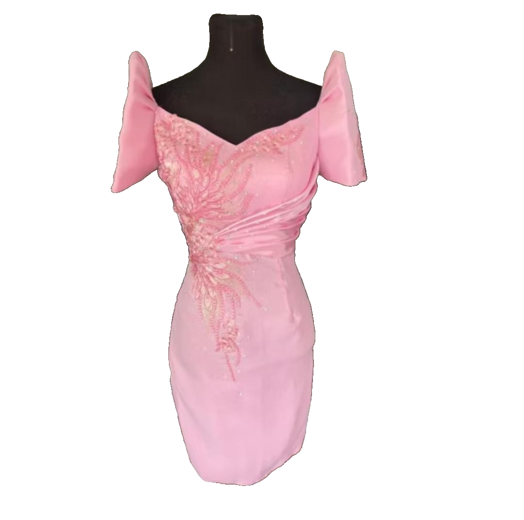 knee length dresses for ladies Duchess White Modern Filipiniana Midi Dress - Sandra