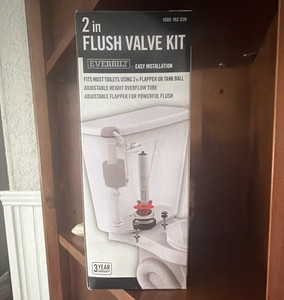Everbilt 2in Toilet Flush Valve Kit Adjustable Overflow Tube & Flapper Universal