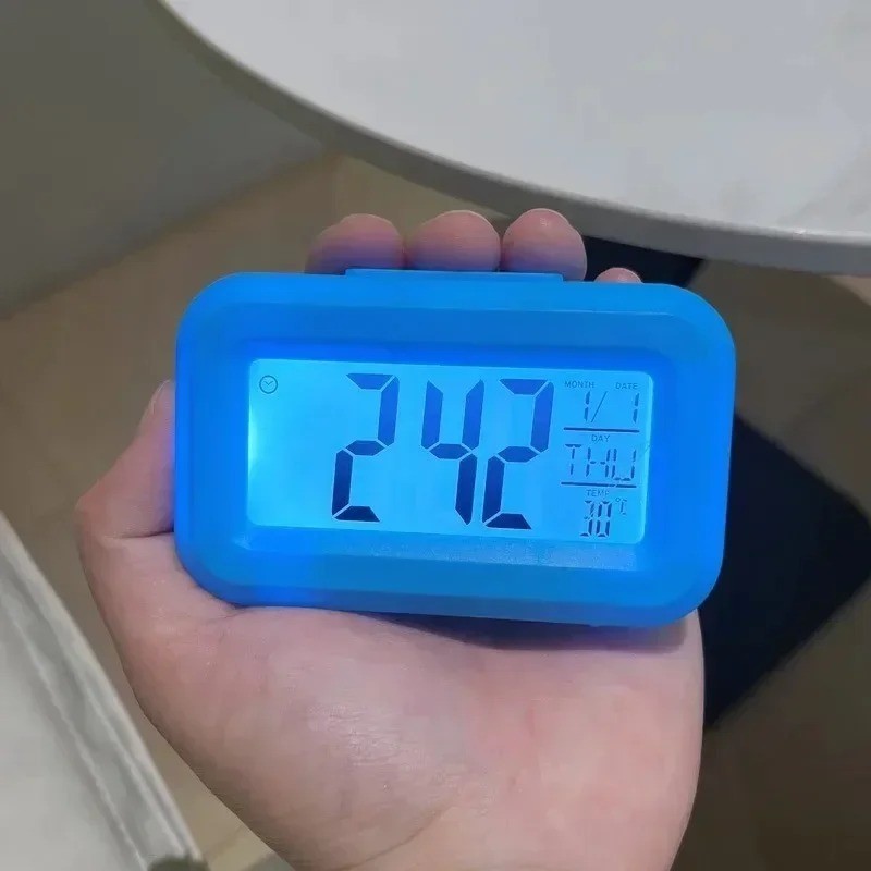 LED Digital Alarm Clock Snooze Backlight Calendar Time Display Table Desktop