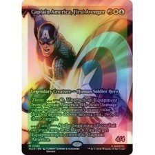 FOIL CAPTAIN AMERICA, FIRST AVENGER (BORDERLESS) Marvel Universe Magic MTG CARD
