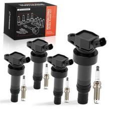 A-Premium Set of 4 Ignition Coil Pack and Iridium Spark Plugs Black