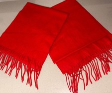 Lot 2 100 Cashmere Red Fringe Scarf 51  By 11  Unused