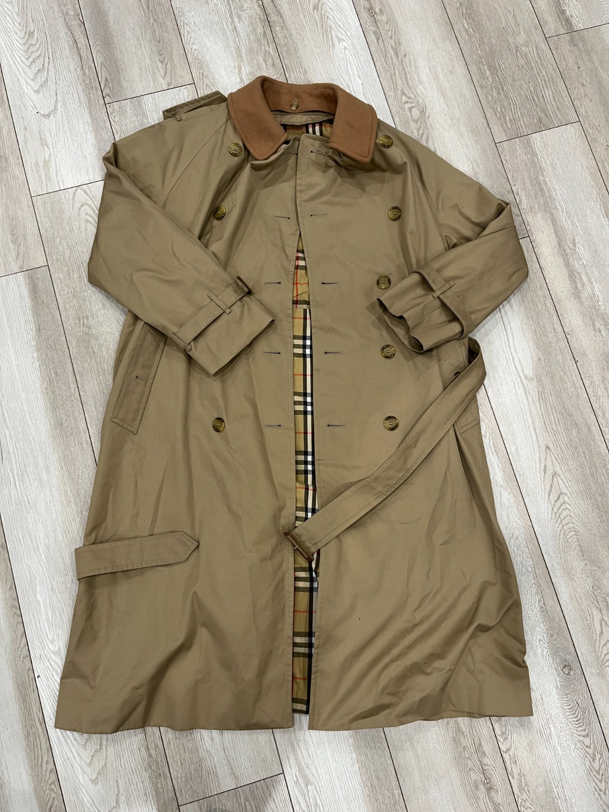 VTG Burberry Trench Coat 42L Men's w Insert Lining XL Big Tall Charity OVER