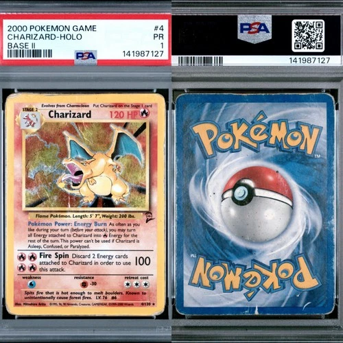 🔥 PSA 1 POOR CHARIZARD HOLO RARE | BASE SET 2 4/130 🔥