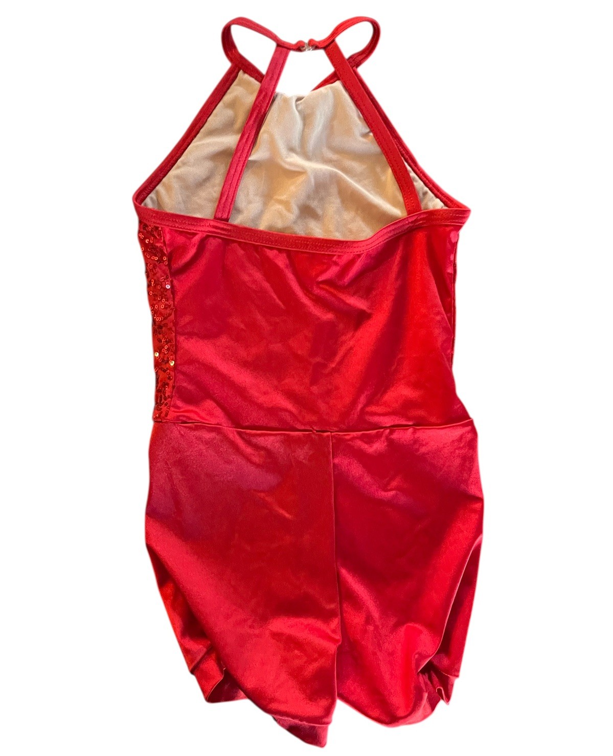 Weissman Red Sequin Halter Dance Costume Girls MC… - image 3