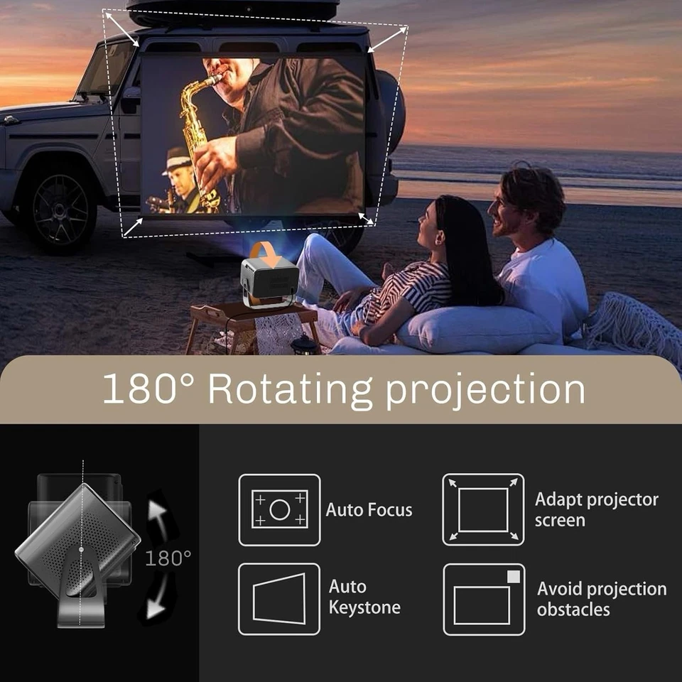 Smart Projector with Wifi and Bluetooth,Built-In Apps Auto Focus & Keystone,1080 - Image 3 of 4