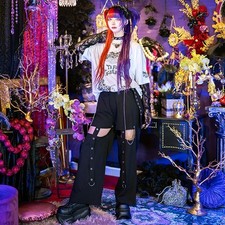  Listen Flavor  Black Gothic Frame Layered-Look Top