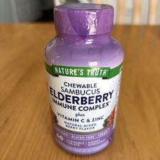 NEW Sambucus Black Elderberry 1000mg with C  Zinc 60 Chewable Tablets Exp 2027