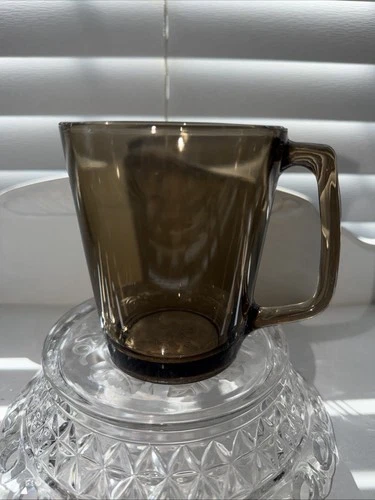Vintage Pyrex 1400 Smoked Amber Glass Mug Coffee Cup  Corning NY, USA