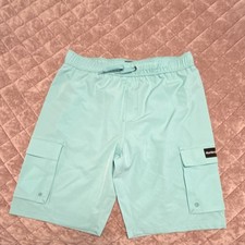 Hurley Boys Board Shorts Light Blue Solid XL 14/16 Drawstring Cargo Pocket